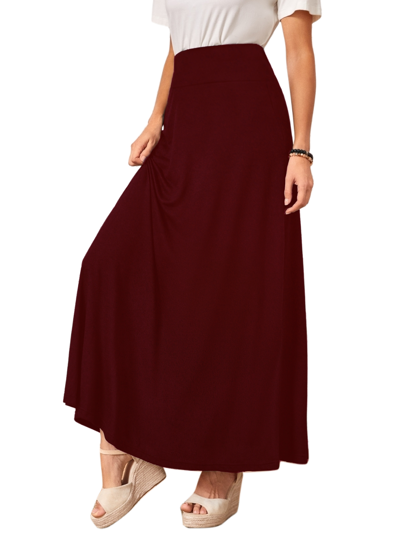 Falda Barcelona linea A talle alto con bolsas amplia larga curvy