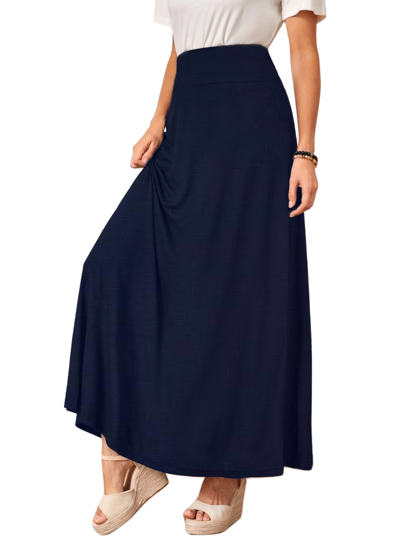 Falda Barcelona linea A talle alto con bolsas amplia larga curvy