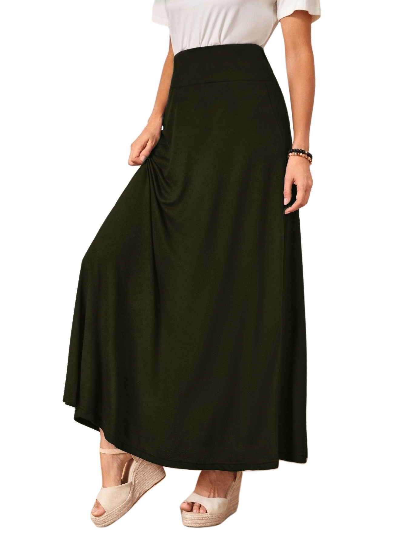 Falda Barcelona linea A talle alto con bolsas amplia larga curvy