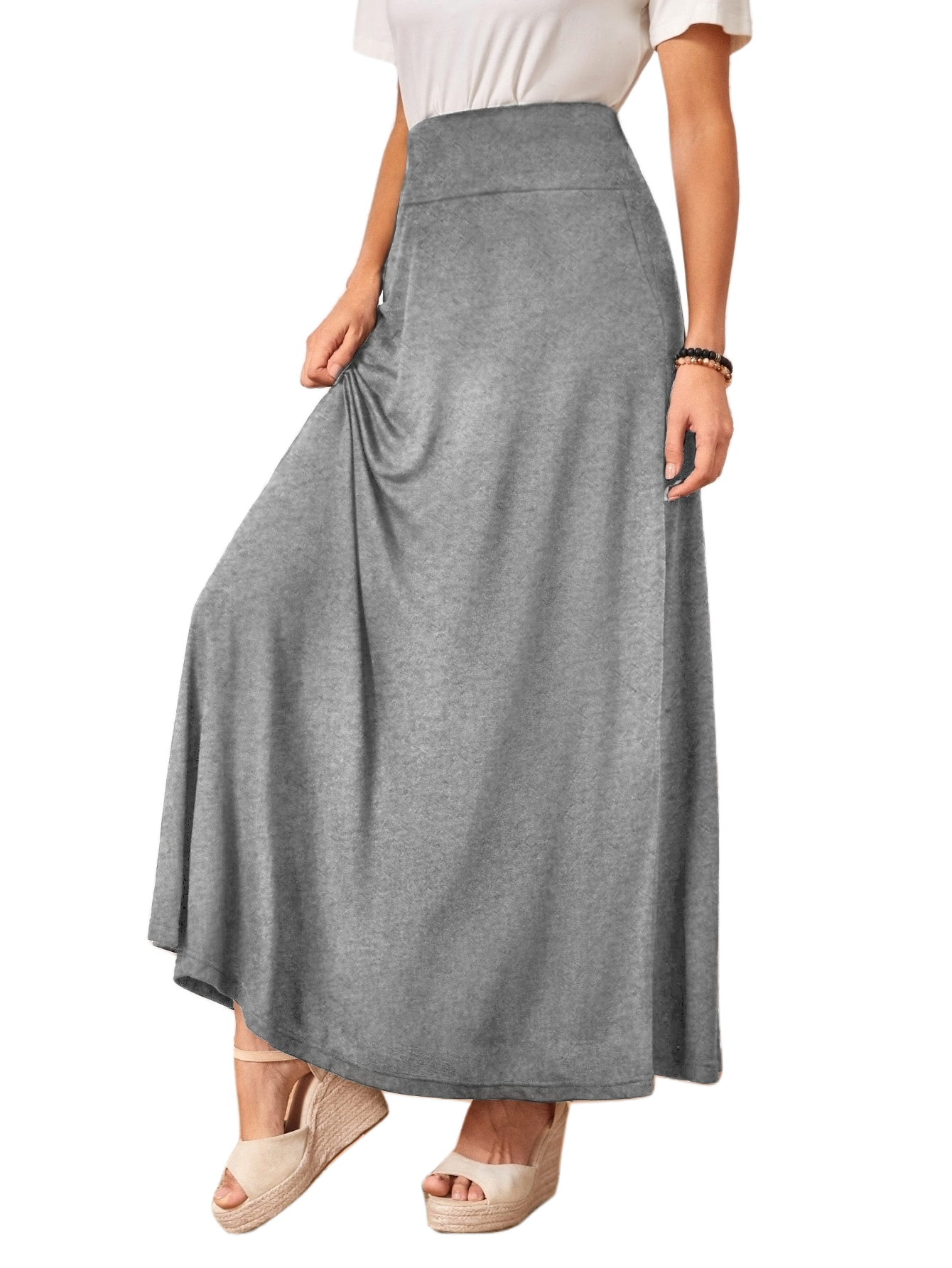 Falda Barcelona linea A talle alto con bolsas amplia larga curvy