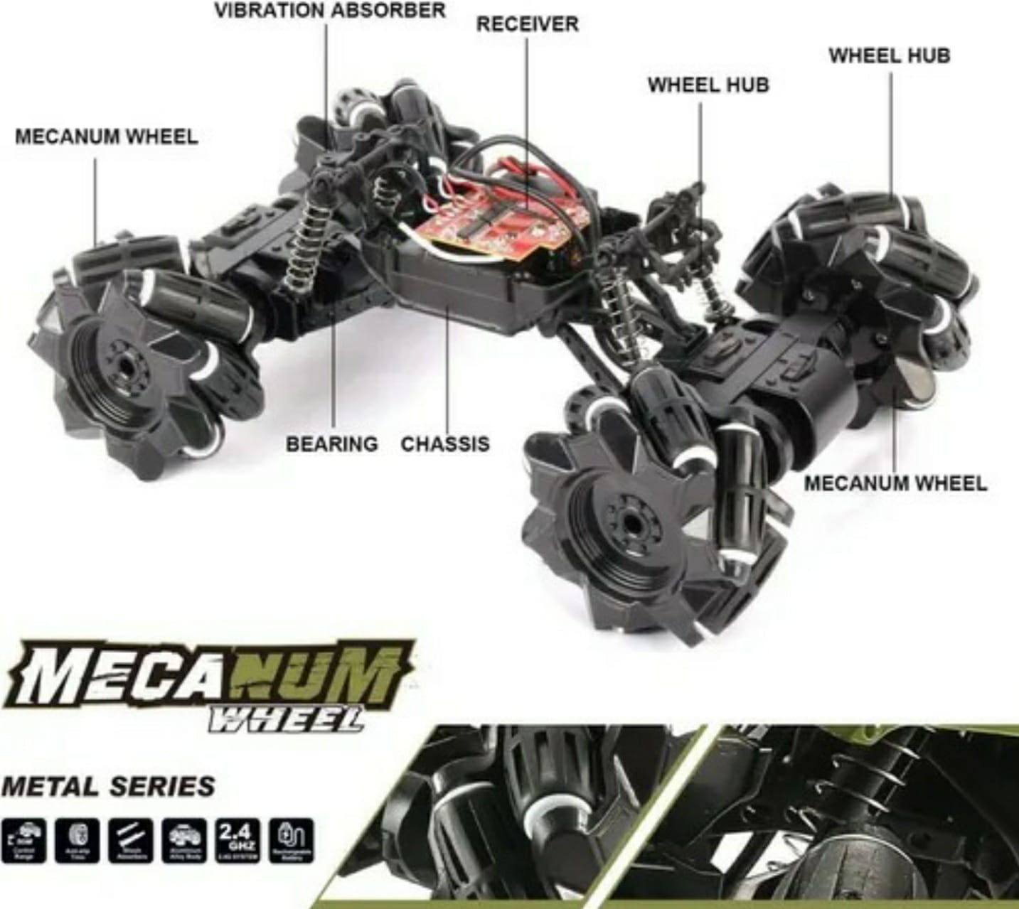 Carro Derriba Todo Terreno Gira 360 R/c Pulsera Drift Metal Verde