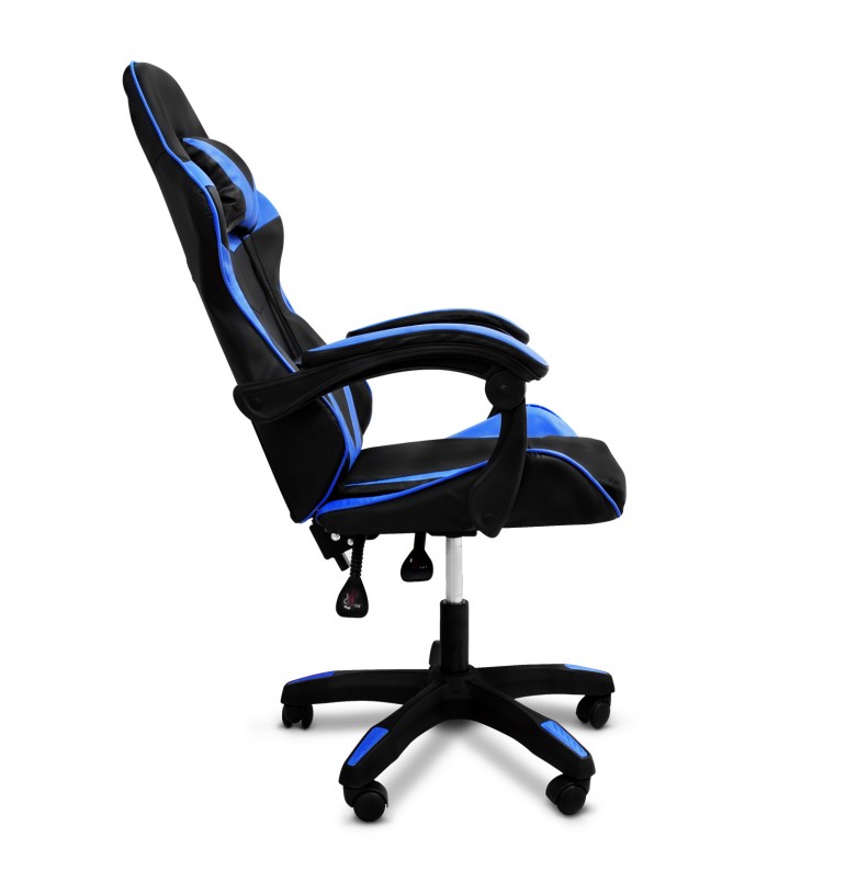 Silla Gamer ergonómica reclinable azul con cojín lumbar hasta 150 Kg.