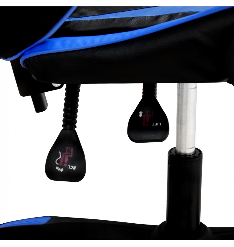 Silla Gamer ergonómica reclinable azul con cojín lumbar hasta 150 Kg.