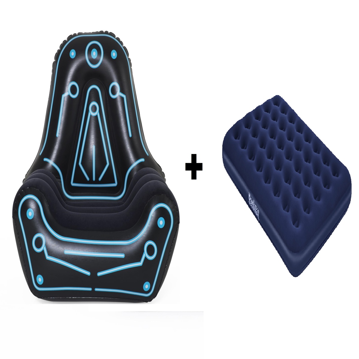 Sillon Inflable Gamer + Colchon Inflable C/Bomba Electrica Incluida Bestway 