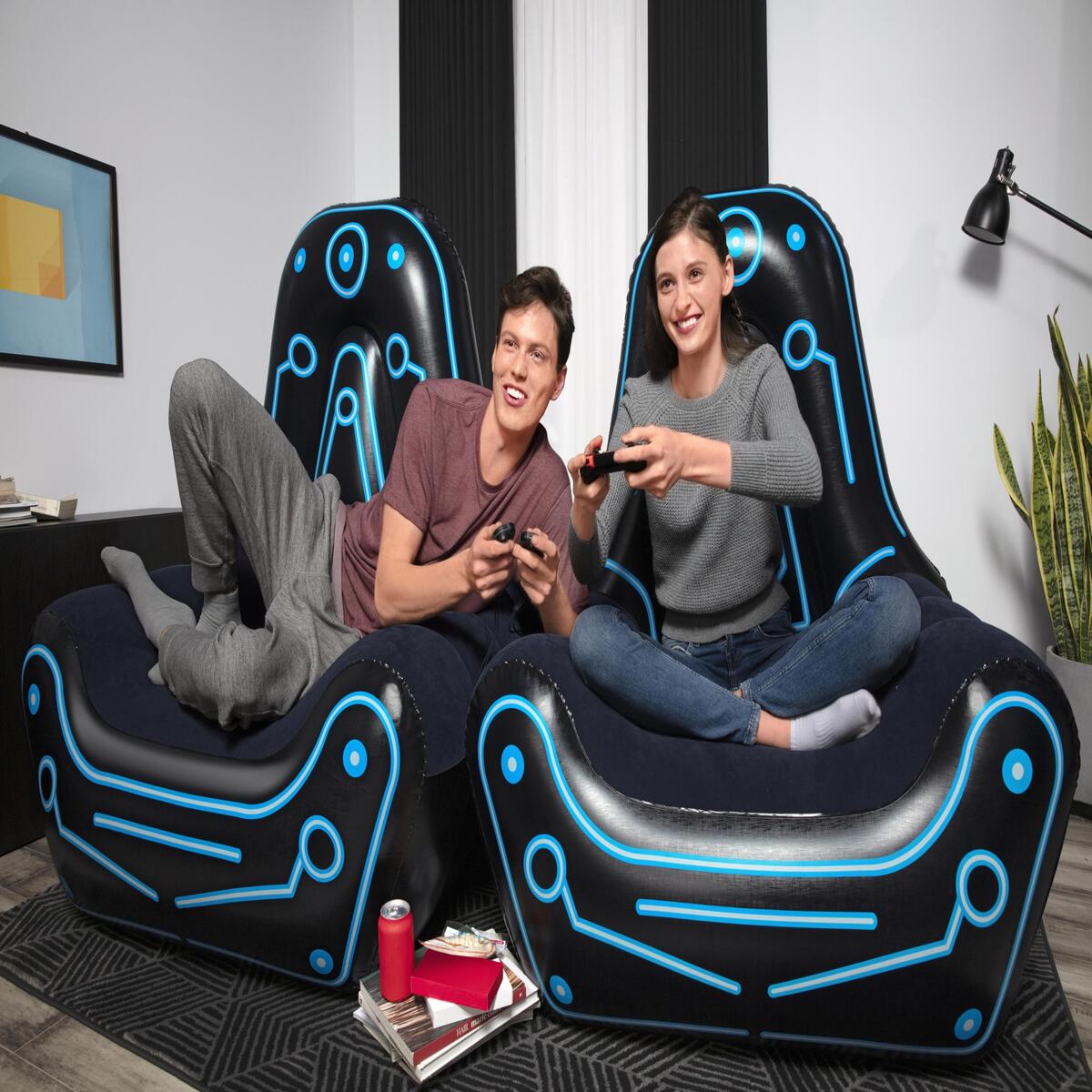 Sillon Inflable Gamer + Colchon Inflable C/Bomba Electrica Incluida Bestway 
