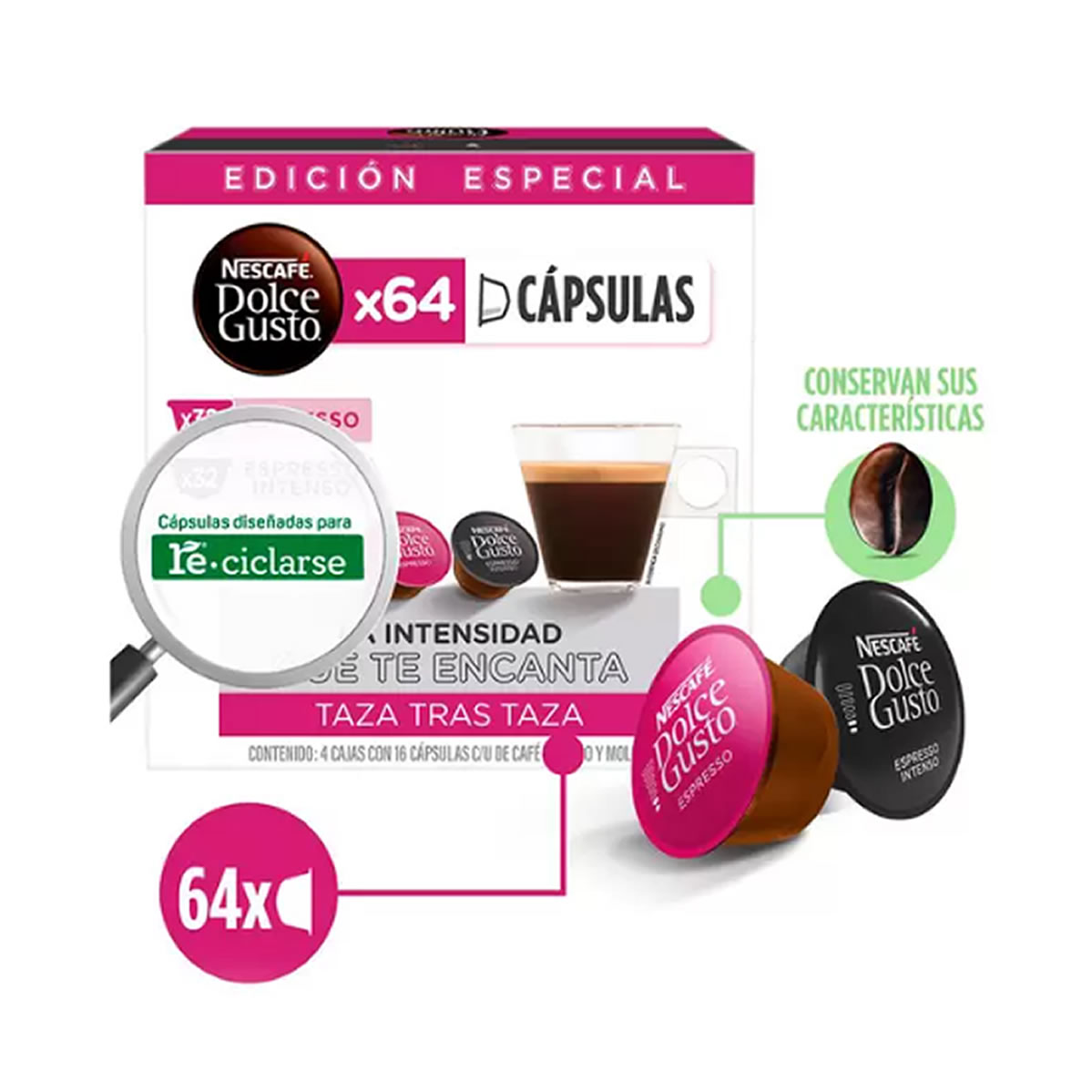 Nescafé Dolce Gusto Cápsulas Espresso+Espresso Intenso 64 pz