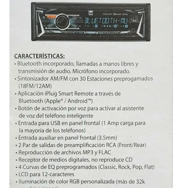 AUTO ESTEREO DUAL XRM69RGB MULTICOLOR BLUETOOTH USB AUX DE MUY BUENA POTENCIA Y CALIDAD