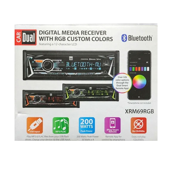 AUTO ESTEREO DUAL XRM69RGB MULTICOLOR BLUETOOTH USB AUX DE MUY BUENA POTENCIA Y CALIDAD