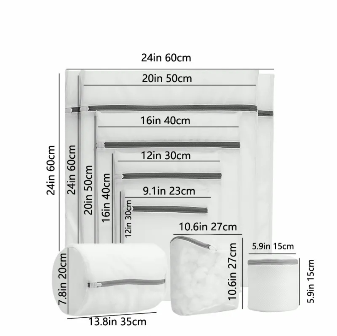 Set De 8 Blanco Malla Bolsa Para Lavar Ropa Lavadora