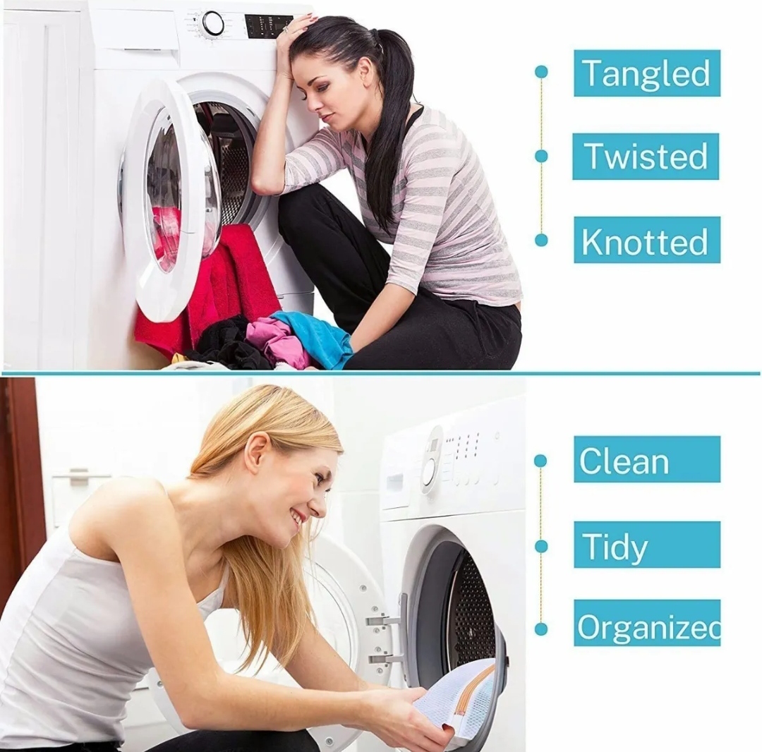 Set De 8 Blanco Malla Bolsa Para Lavar Ropa Lavadora