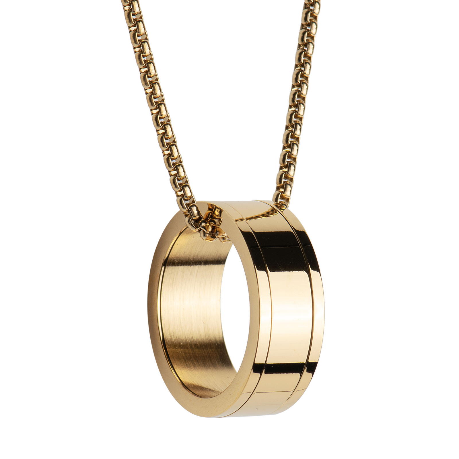 LUCKMAN Collar Hombre con Anillo , Cadena con Dije, Acero Inoxidable con Baño de Oro 18k - Modelo Henry