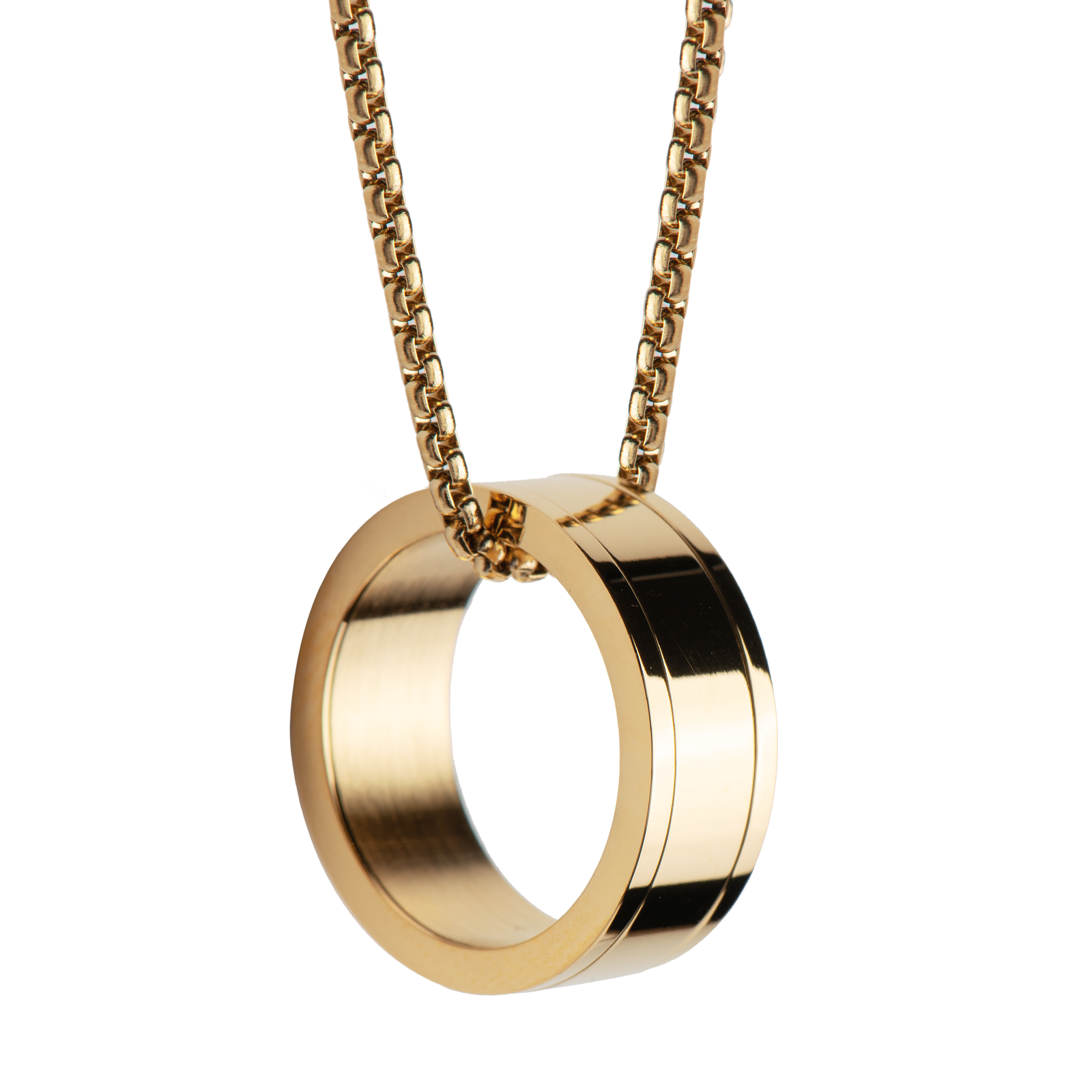 LUCKMAN Collar Hombre con Anillo , Cadena con Dije, Acero Inoxidable con Baño de Oro 18k - Modelo Henry