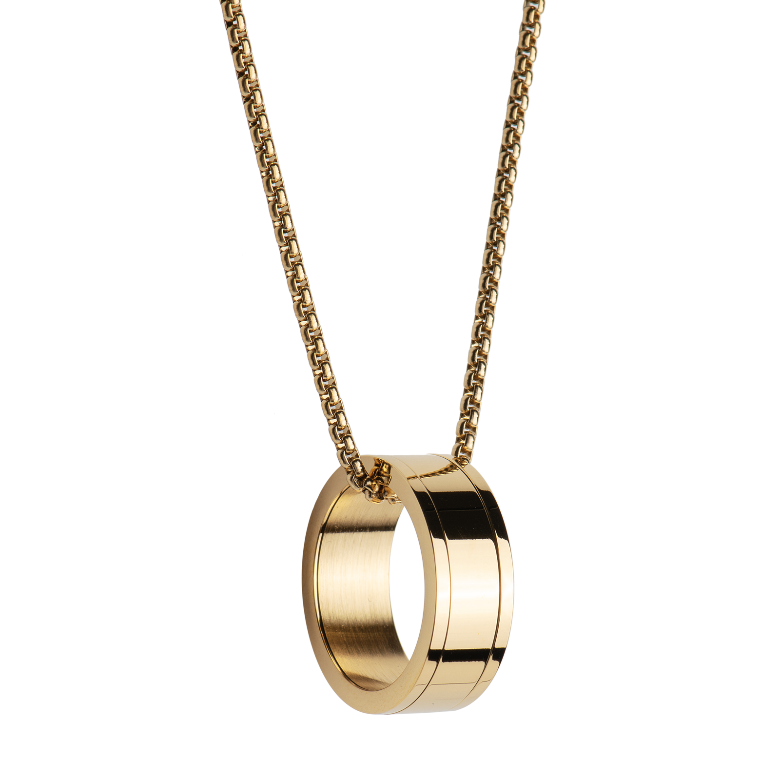 LUCKMAN Collar Hombre con Anillo , Cadena con Dije, Acero Inoxidable con Baño de Oro 18k - Modelo Henry