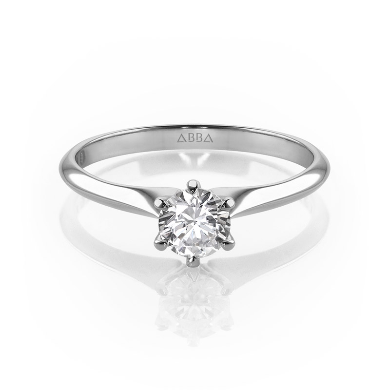 ANILLO DE COMPROMISO 10k ORO BLANCO SOLITARIO CLASICO ABBA JOYAS