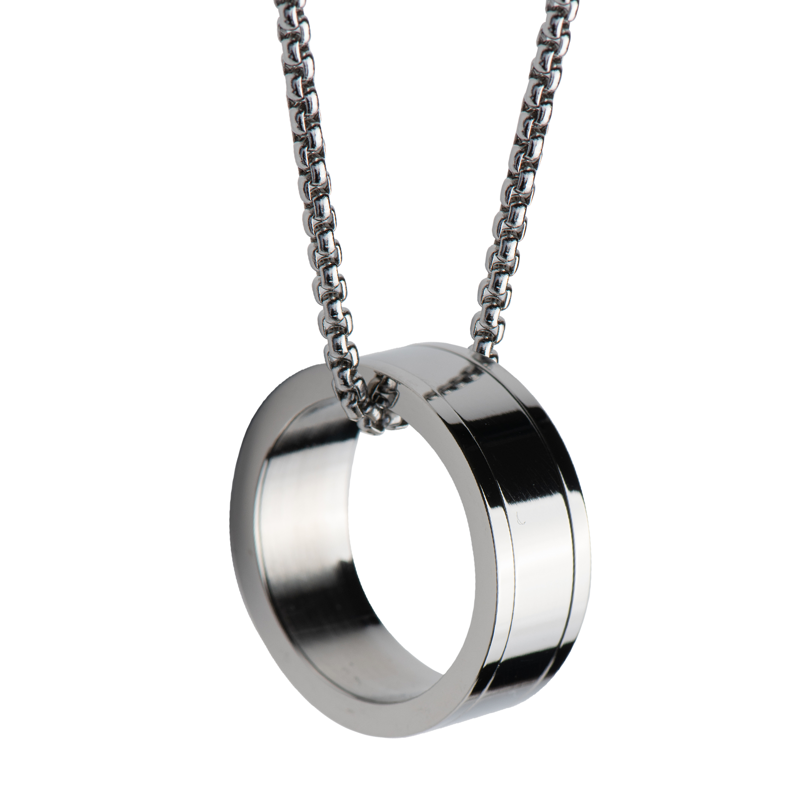 LUCKMAN Collar Hombre con Anillo , Cadena con Dije, Acero Inoxidable Color Plata - Modelo Henry