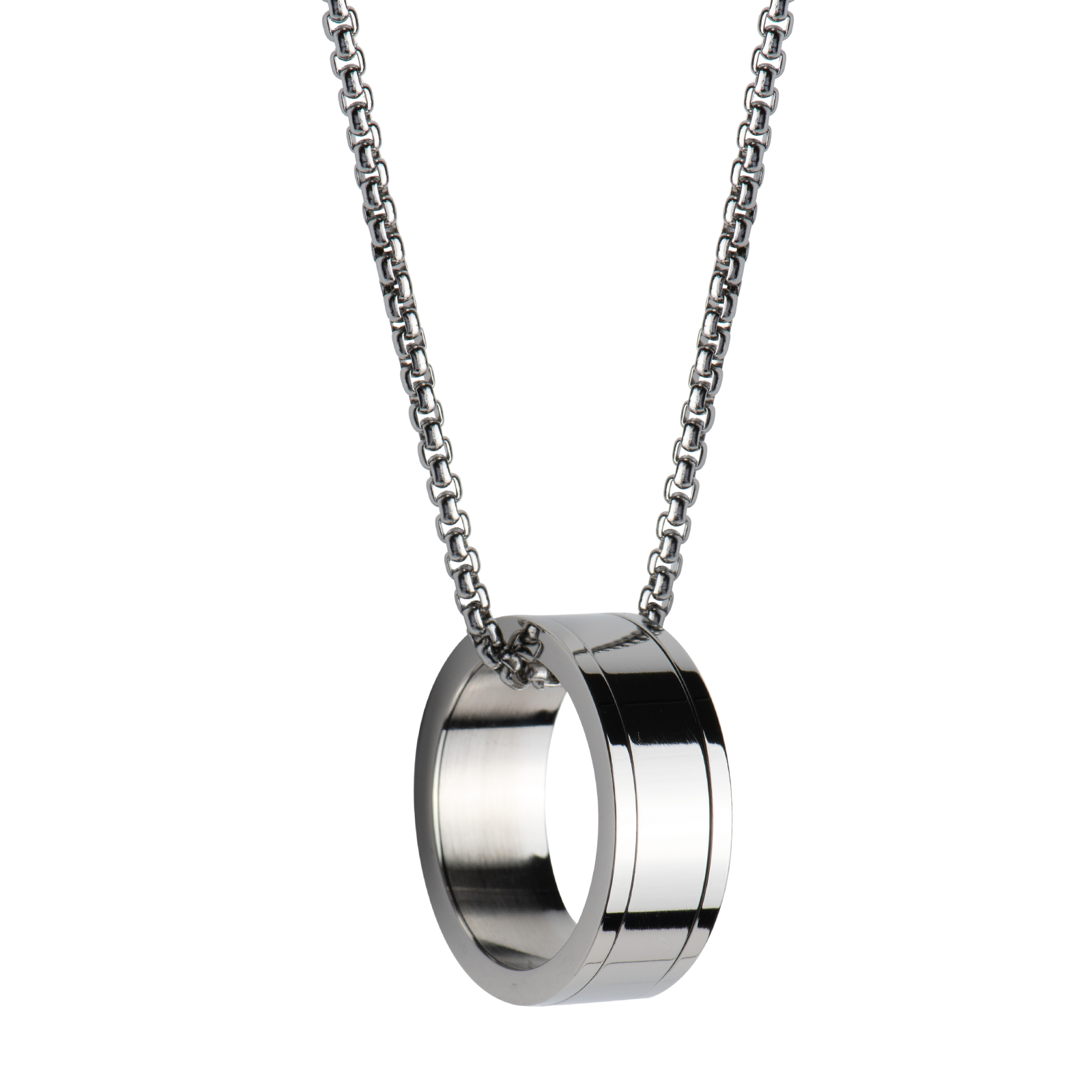 LUCKMAN Collar Hombre con Anillo , Cadena con Dije, Acero Inoxidable Color Plata - Modelo Henry