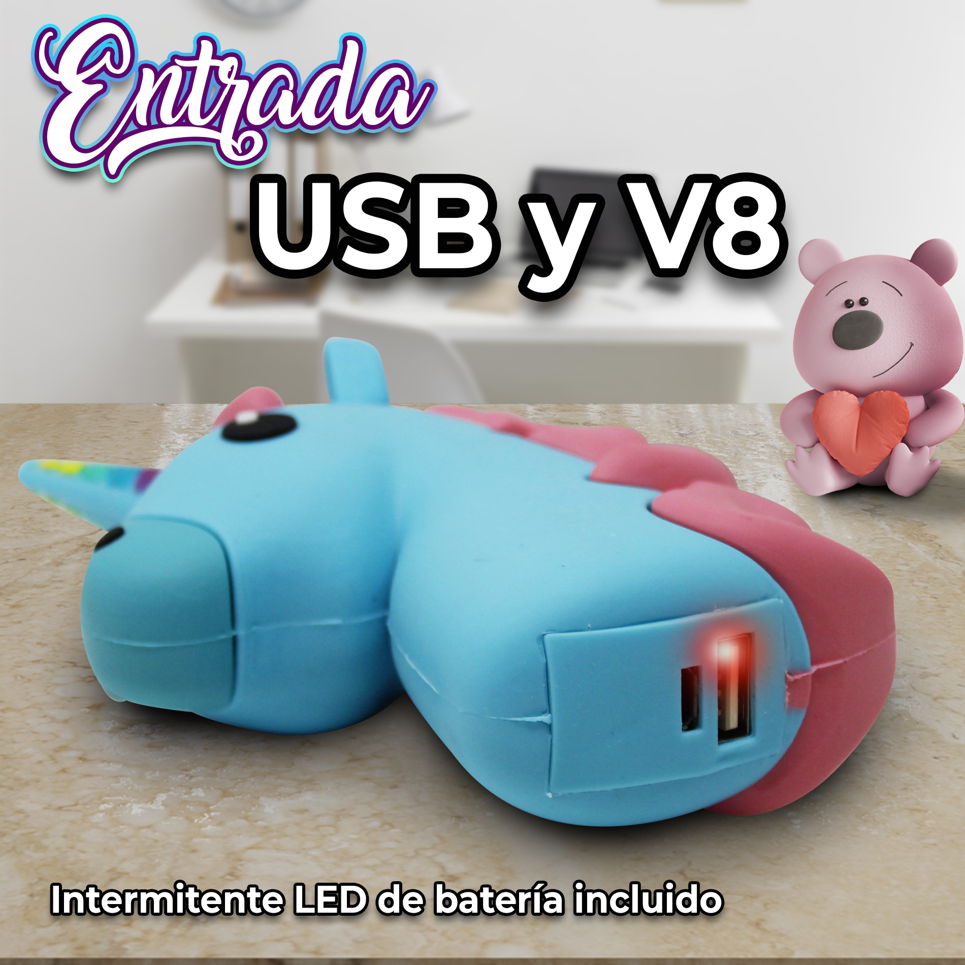 Power Bank Emoji Unicornio Bateria De Emergencia Recargable