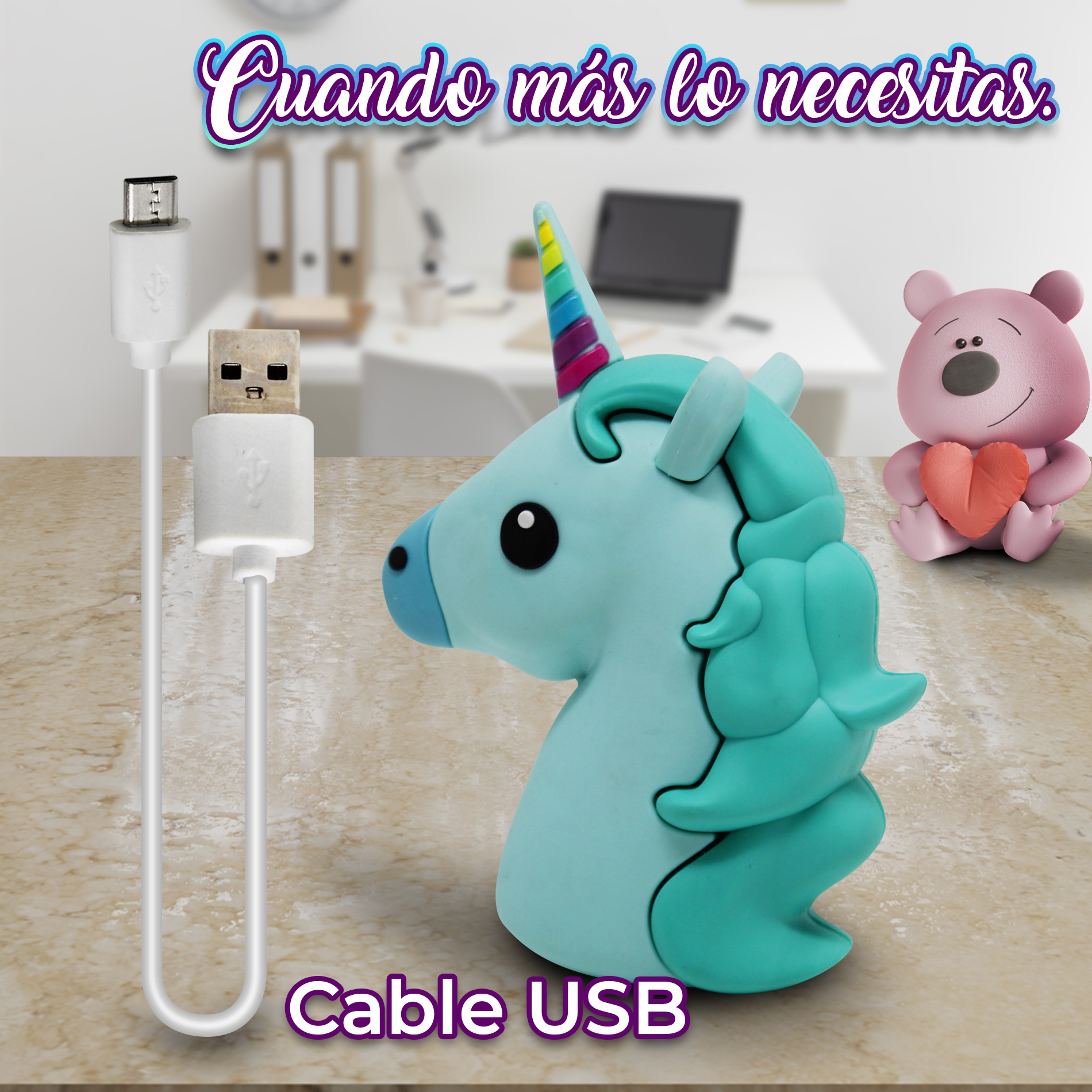 Power Bank Emoji Unicornio Bateria De Emergencia Recargable