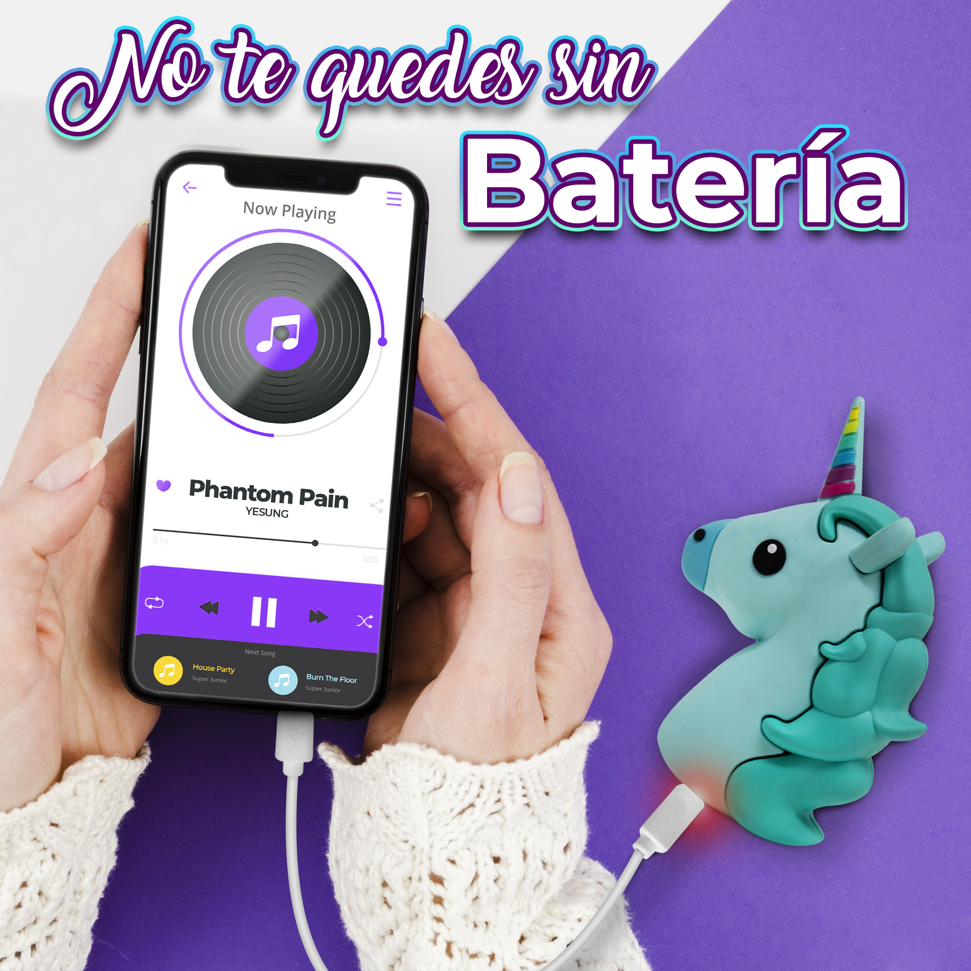 Power Bank Emoji Unicornio Bateria De Emergencia Recargable