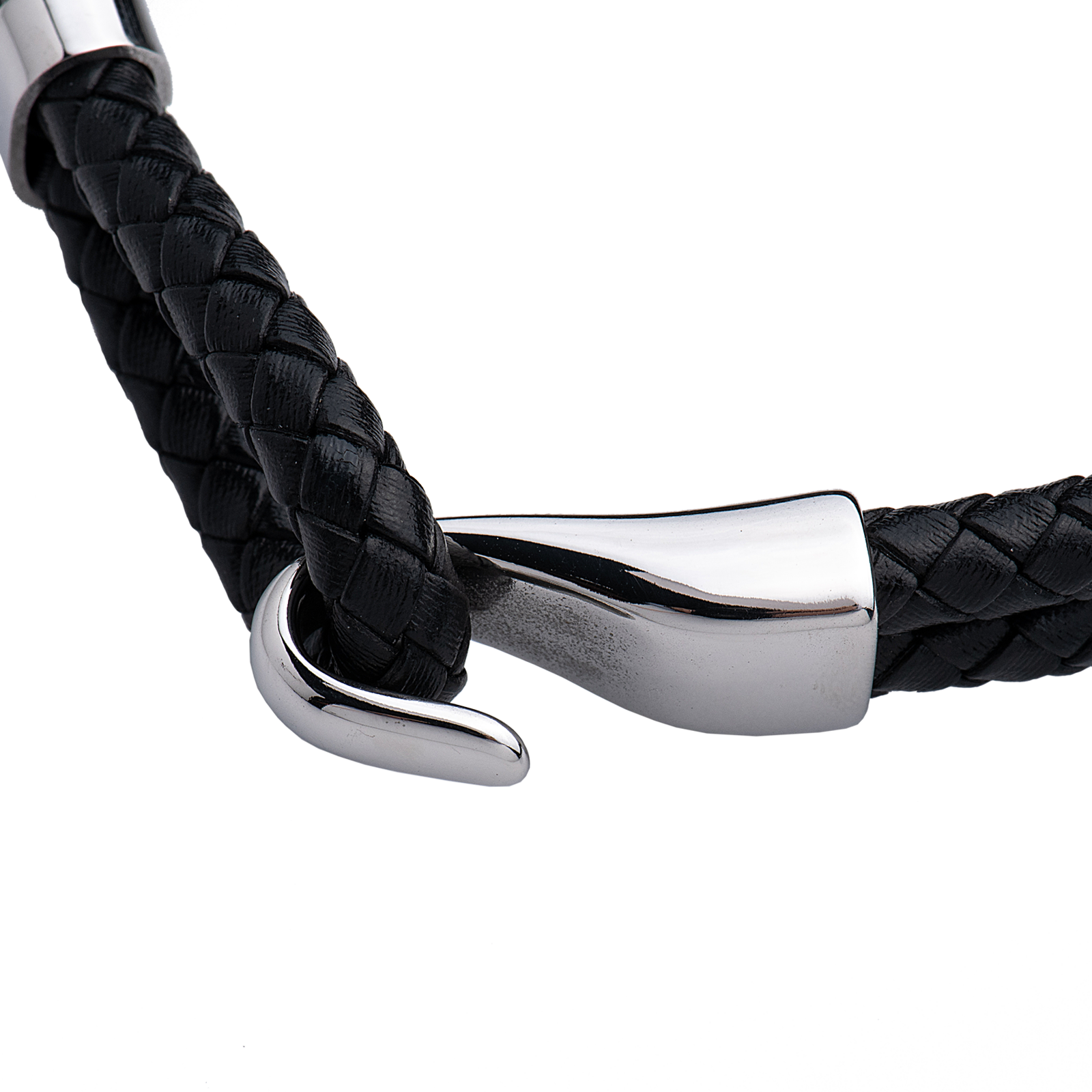 LUCKMAN Pulsera Hombre Original , Brazalete de Cuero Piel Vegana y Acero Inoxidable Color Plata - Modelo Quentin