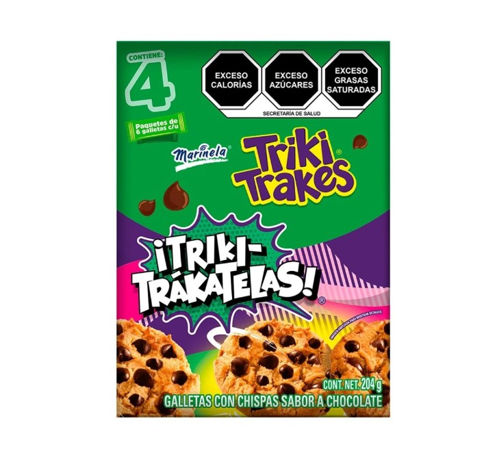 Galletas Triki-Trakes Marinela con chispas sabor a chocolate 204 Gramos  4 Paquetes
