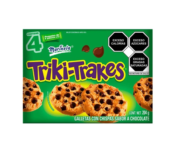 Galletas Triki-Trakes Marinela con chispas sabor a chocolate 204 Gramos  4 Paquetes