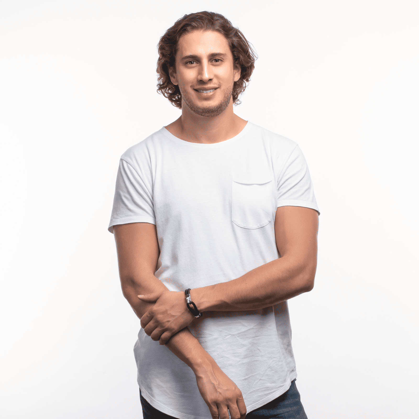 LUCKMAN Pulsera Hombre Original , Brazalete de Cuero Piel Vegana y Acero Inoxidable Color Plata - Modelo Quentin