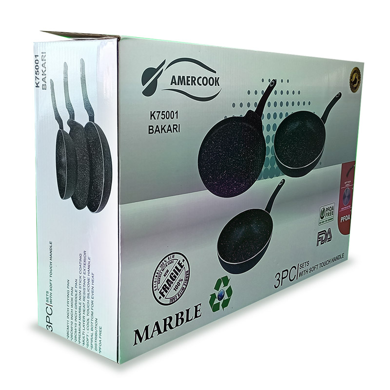 Set 3 Sartenes Amercook Bakari Negro 
