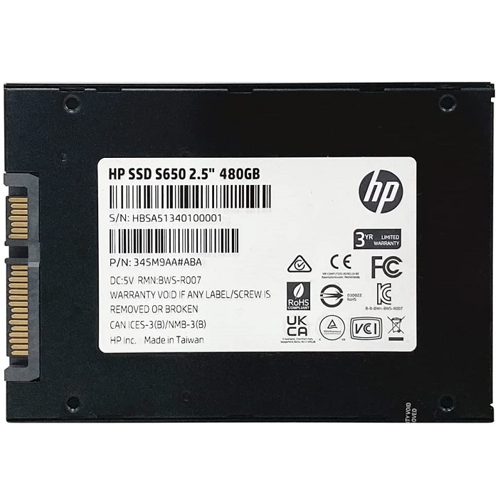 Unidad Estado Solido SSD 480GB HP S650 345M9AA##ABB