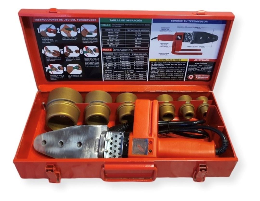 Termofusora IUSA 800W P/tuboplus Kit Completo 6 Dados 1/2 A 2