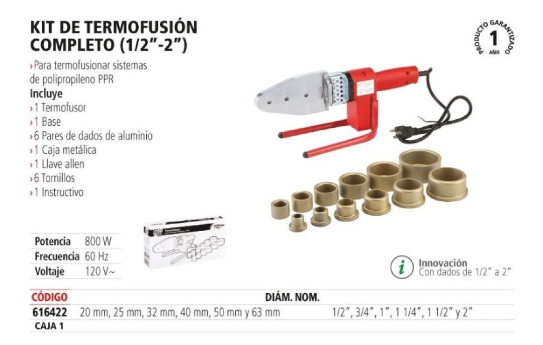 Termofusora IUSA 800W P/tuboplus Kit Completo 6 Dados 1/2 A 2