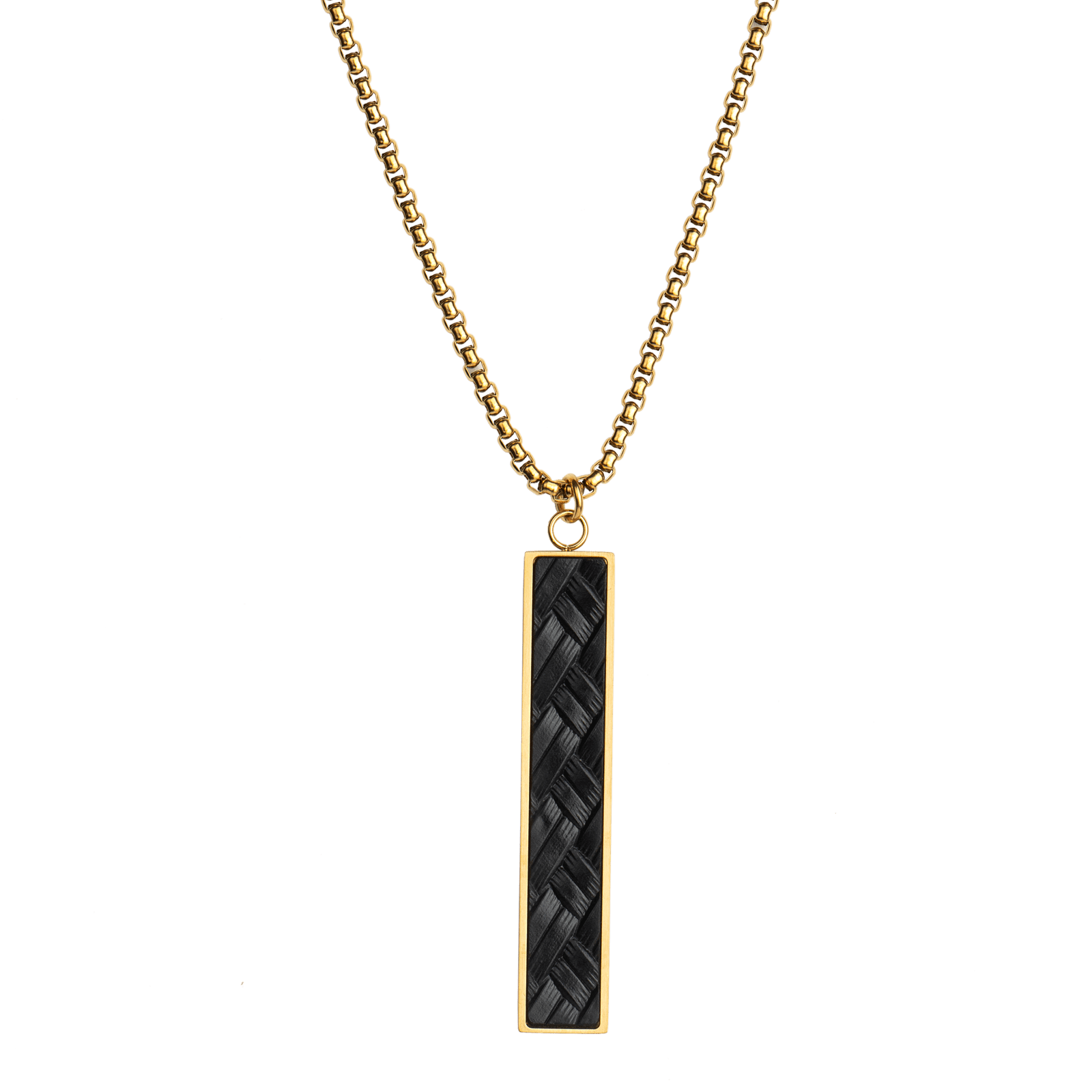 LUCKMAN Collar para Hombre Original , Cadena con Dije, Acero Inoxidable con Baño de Oro 18k y Caucho - Modelo Finn