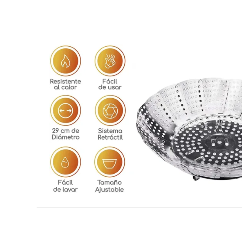 Vaporera Ajustable 29cm Flor Hervidor Verduras Olla Cacerola