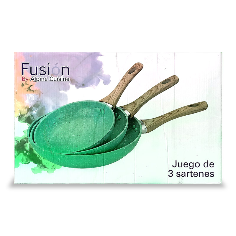Set 3 Sartenes Fusion Menta c mango madera