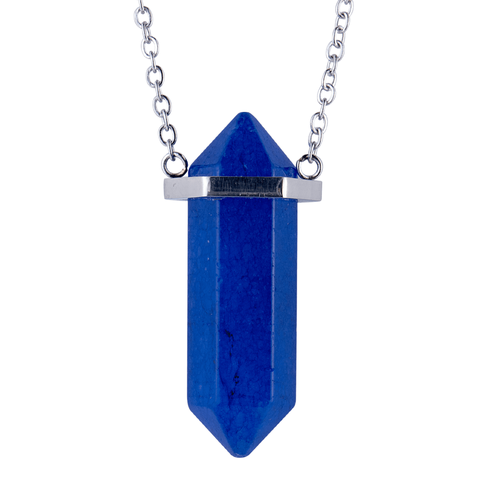 LUCKMAN Collar para Hombre con Piedra Natural , Dije de Obsidiana Azul y Cadena de Acero Inoxidable Plata - Modelo Vince