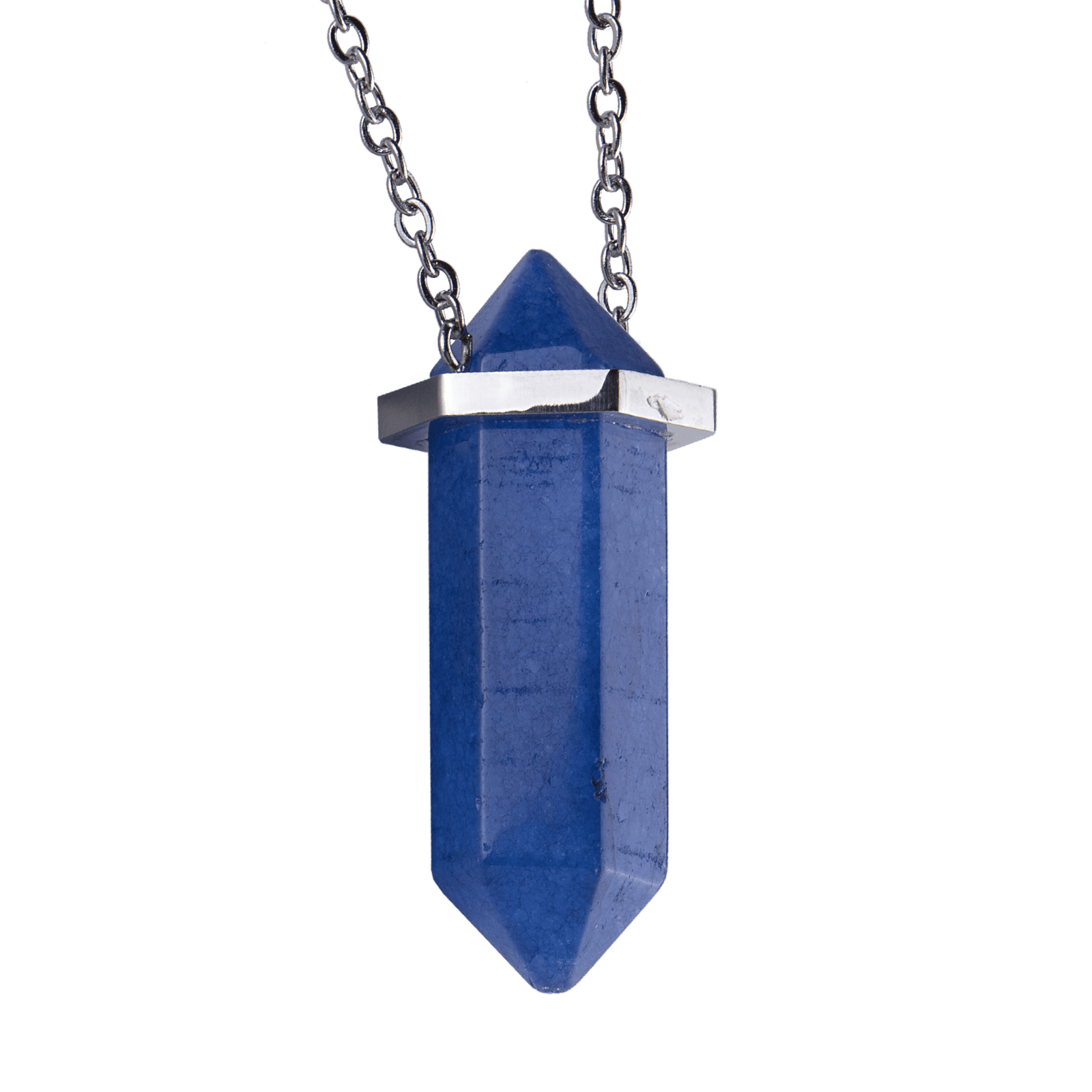 LUCKMAN Collar para Hombre con Piedra Natural , Dije de Obsidiana Azul y Cadena de Acero Inoxidable Plata - Modelo Vince