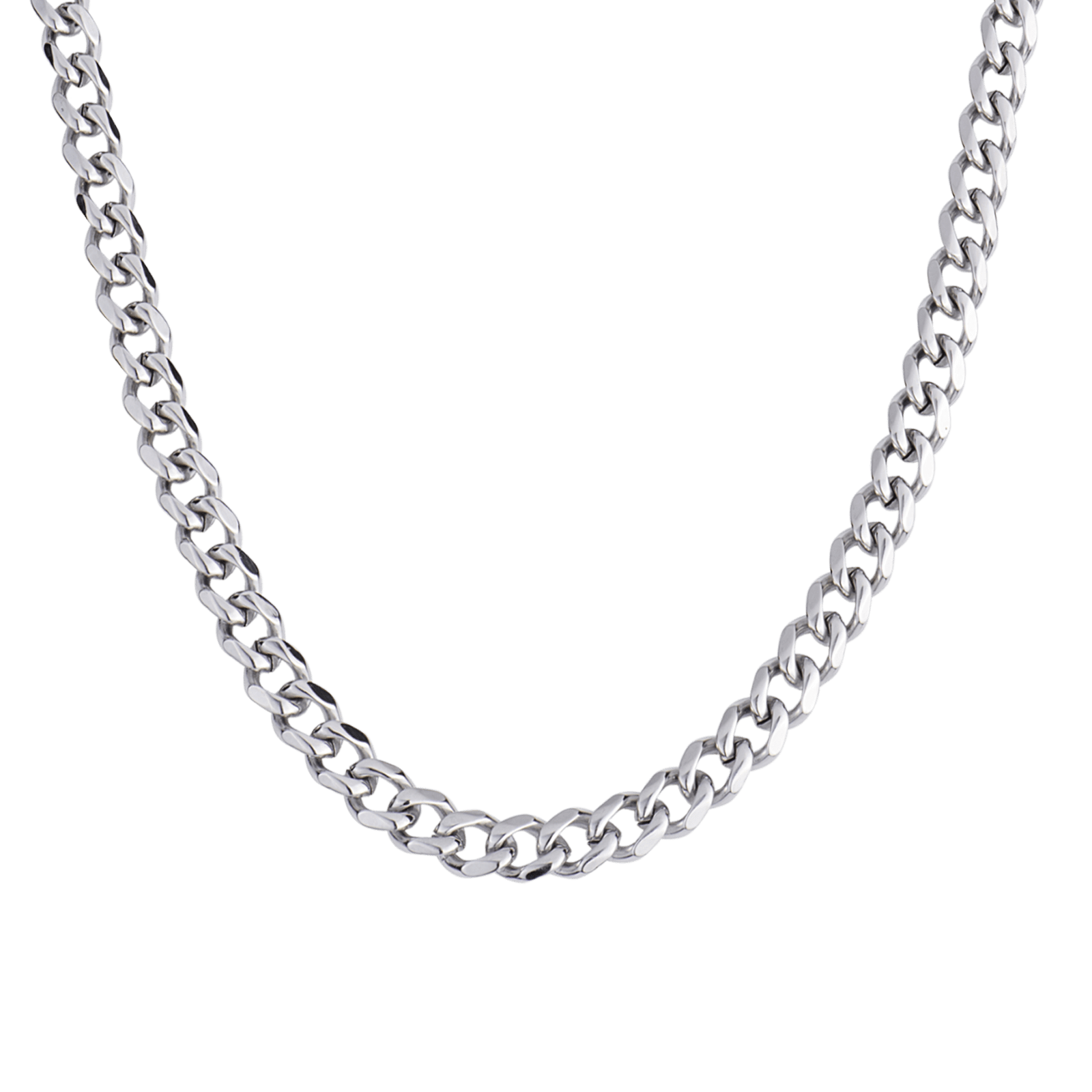 LUCKMAN Cadena para Hombre Cubana , Collar de Acero Inoxidable Color Plata - Modelo Caleb