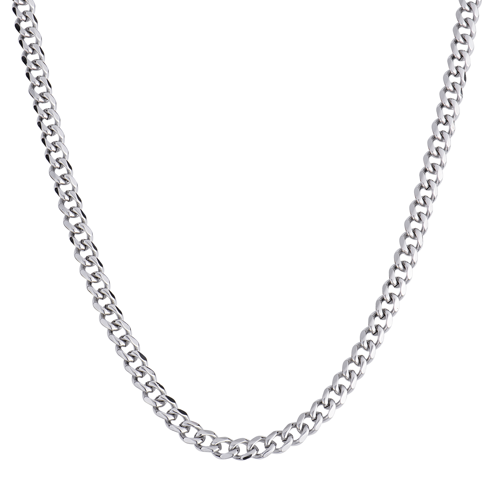 LUCKMAN Cadena para Hombre Cubana , Collar de Acero Inoxidable Color Plata - Modelo Caleb