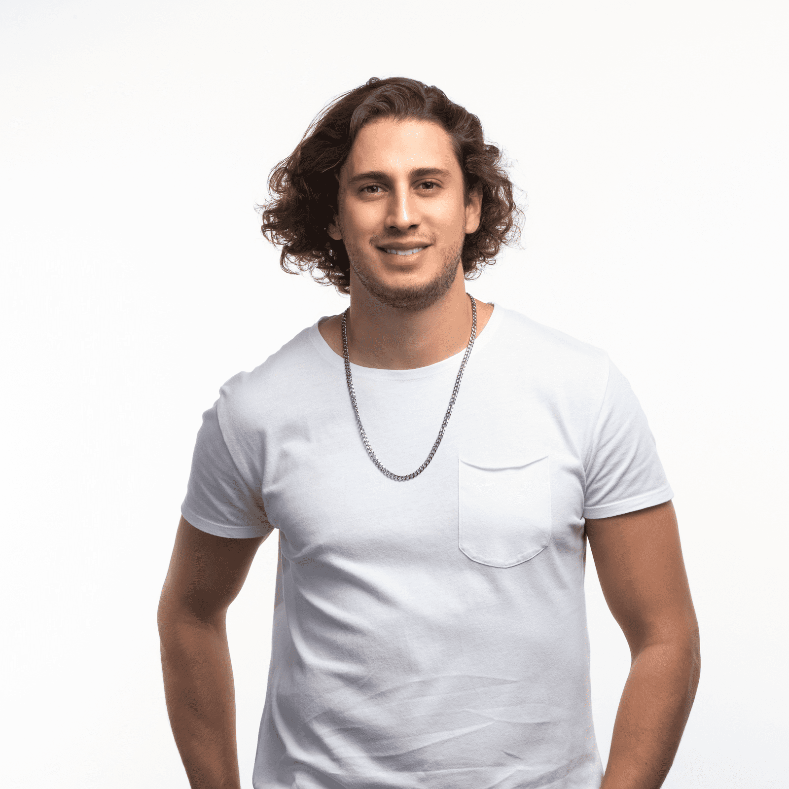 LUCKMAN Cadena para Hombre Cubana , Collar de Acero Inoxidable Color Plata - Modelo Caleb