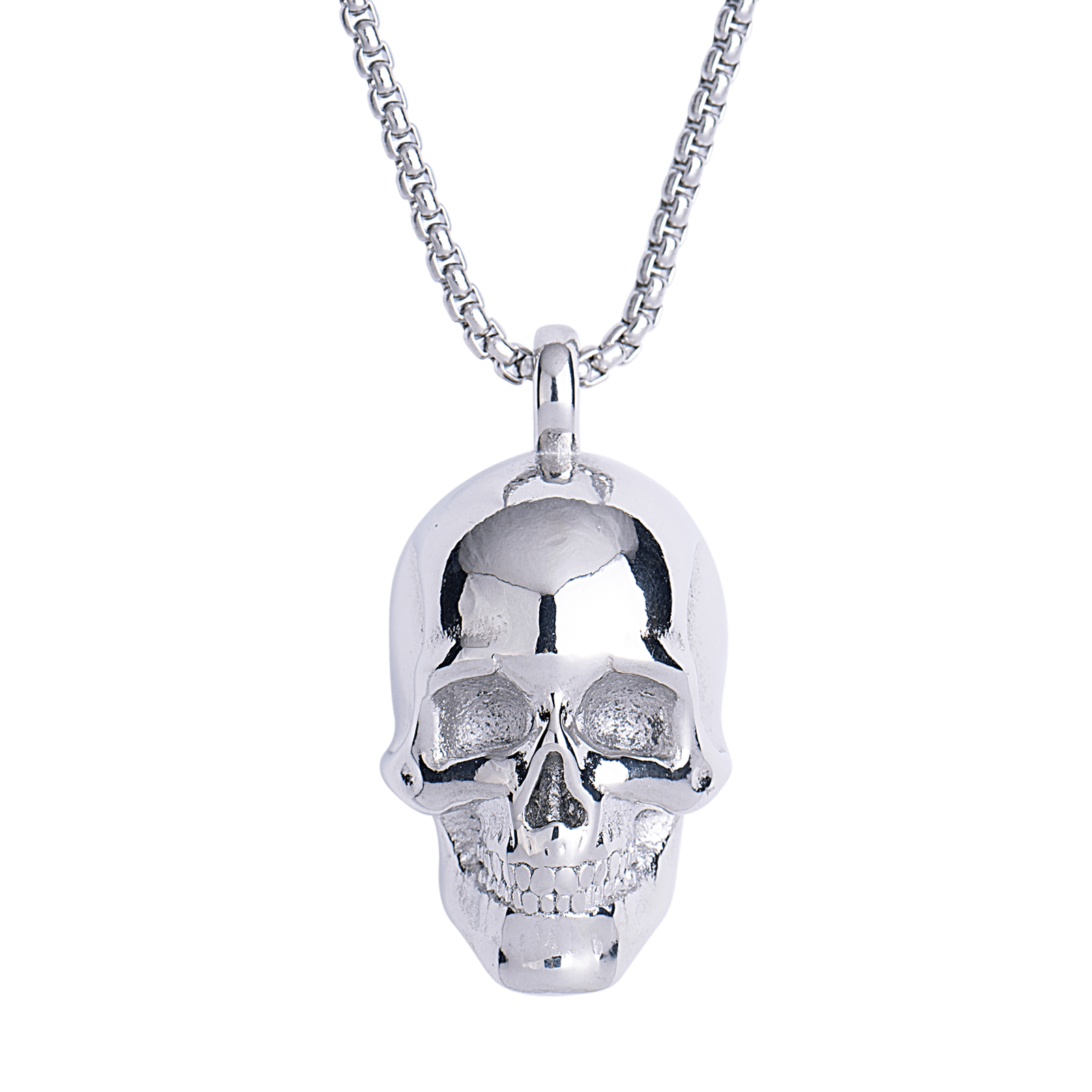 LUCKMAN Collar Hombre , Cadena con Dije de Calavera, Acero Inoxidable Color Plata - Modelo Troy