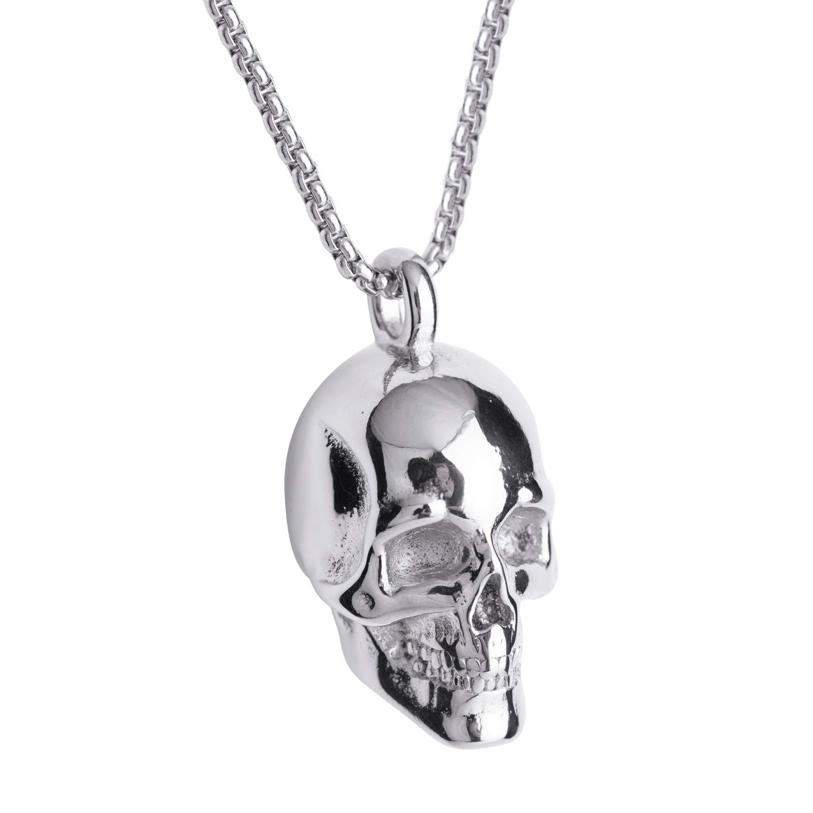 LUCKMAN Collar Hombre , Cadena con Dije de Calavera, Acero Inoxidable Color Plata - Modelo Troy