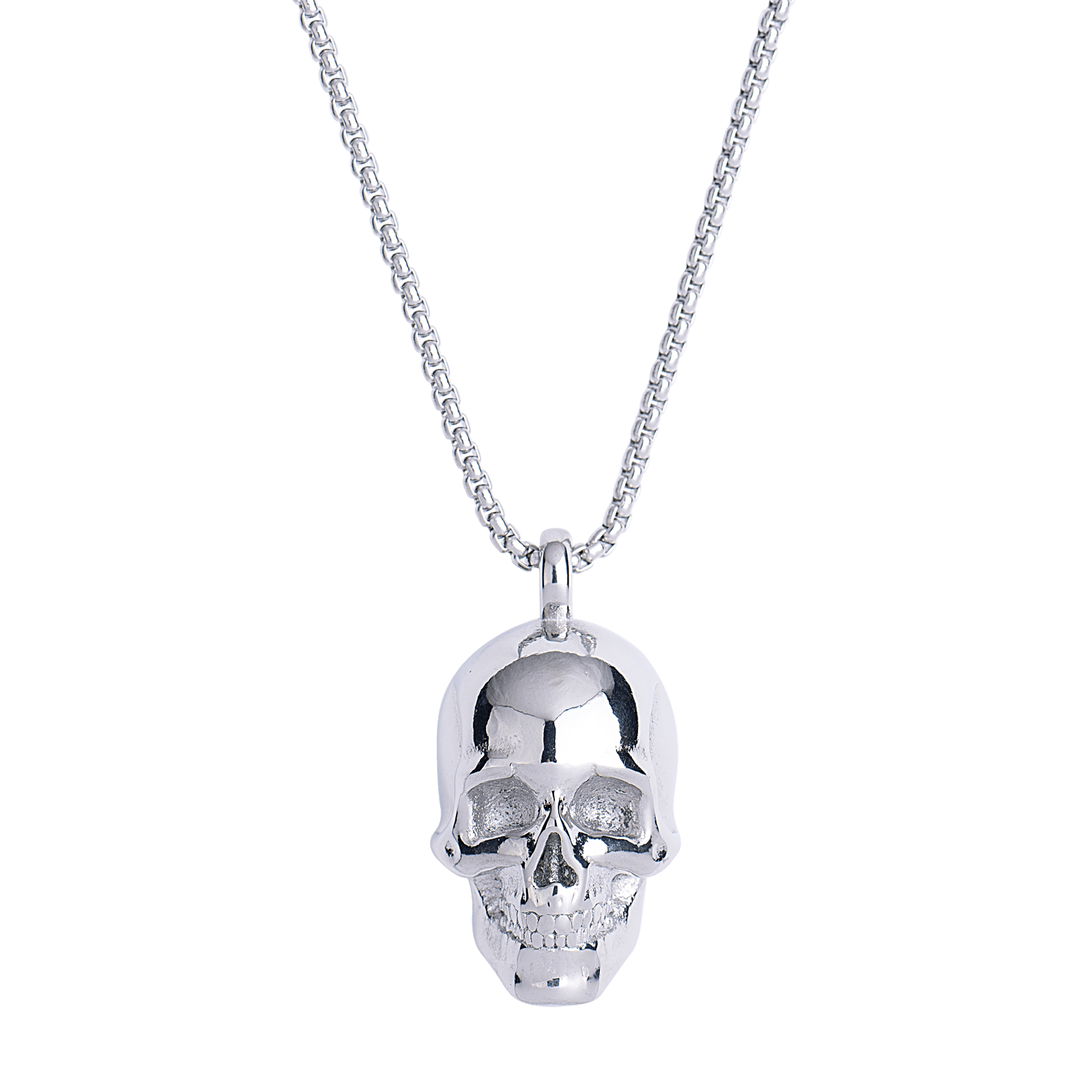 LUCKMAN Collar Hombre , Cadena con Dije de Calavera, Acero Inoxidable Color Plata - Modelo Troy