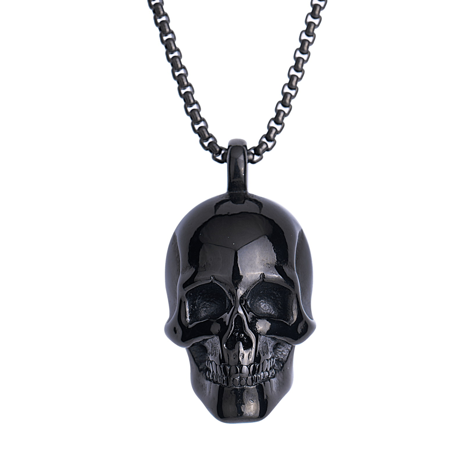 LUCKMAN Collar Hombre , Cadena con Dije de Calavera, Acero Inoxidable Color Negro - Modelo Troy