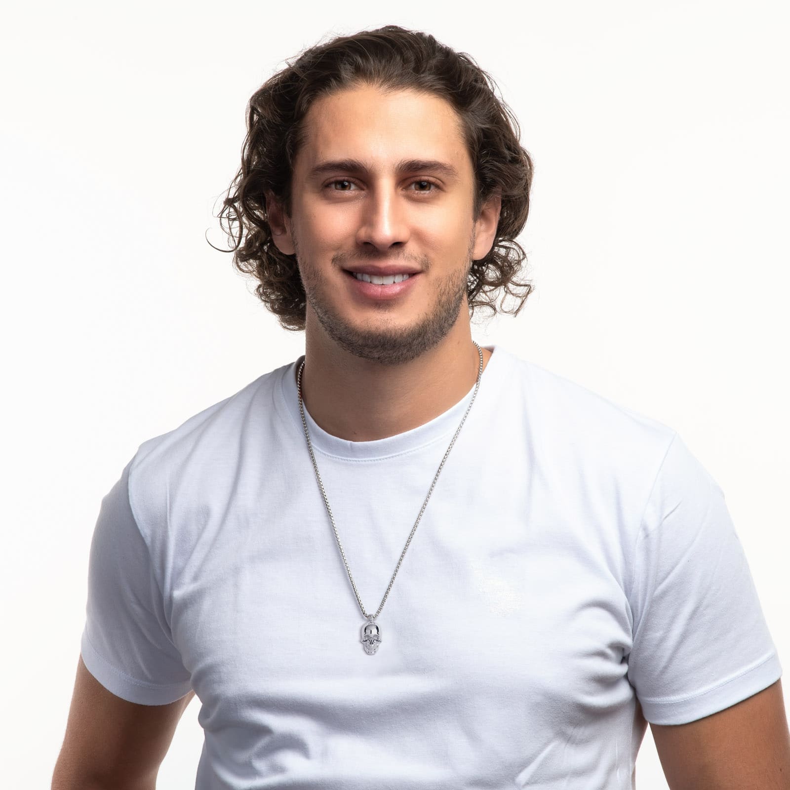 LUCKMAN Collar Hombre , Cadena con Dije de Calavera, Acero Inoxidable Color Plata - Modelo Troy