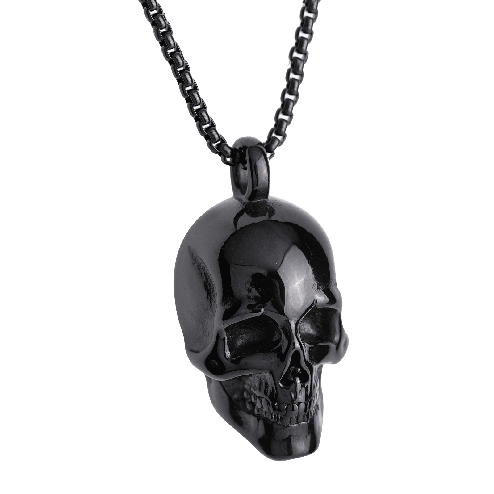 LUCKMAN Collar Hombre , Cadena con Dije de Calavera, Acero Inoxidable Color Negro - Modelo Troy