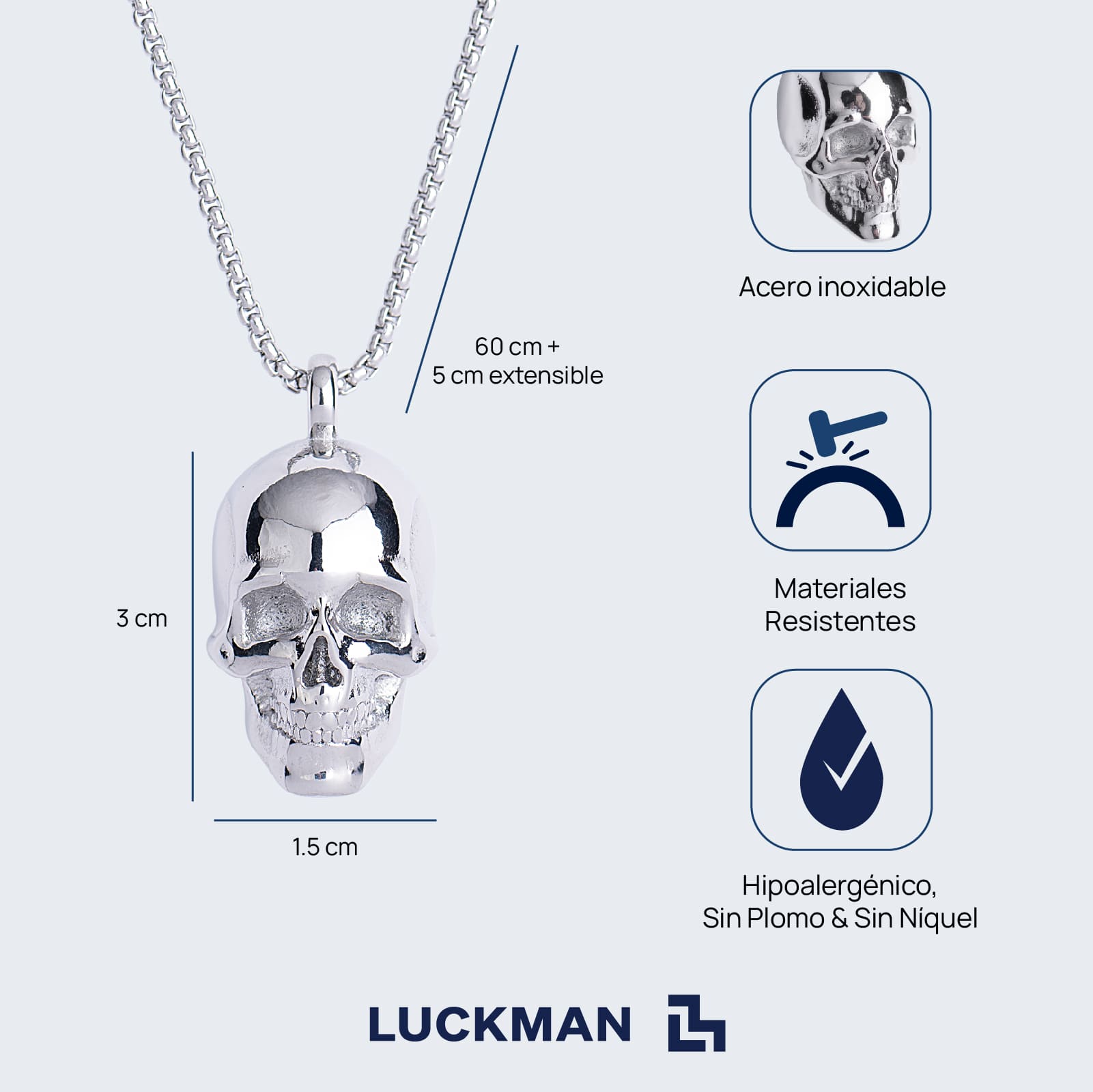 Cadena Luckman de acero inoxidable