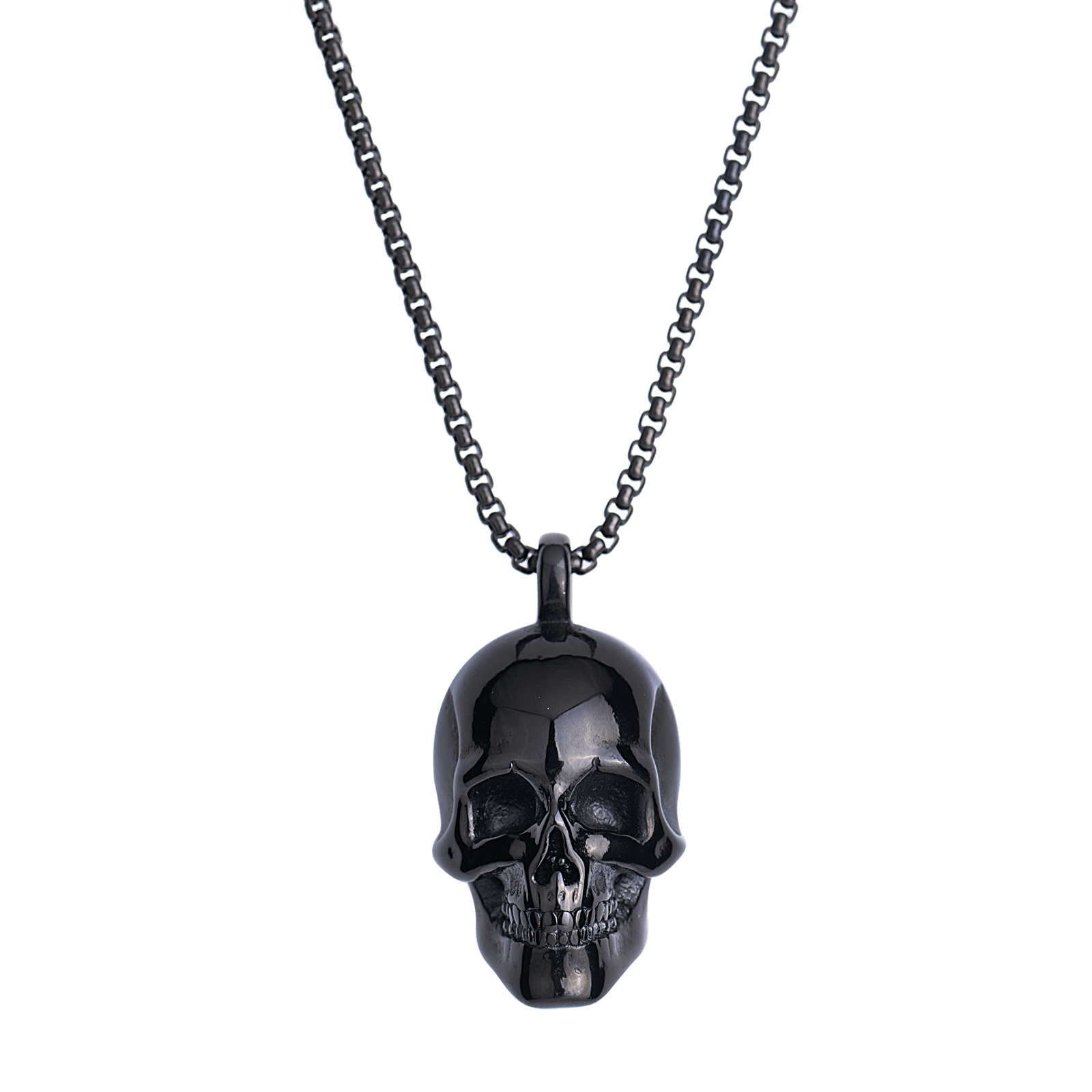 LUCKMAN Collar Hombre , Cadena con Dije de Calavera, Acero Inoxidable Color Negro - Modelo Troy