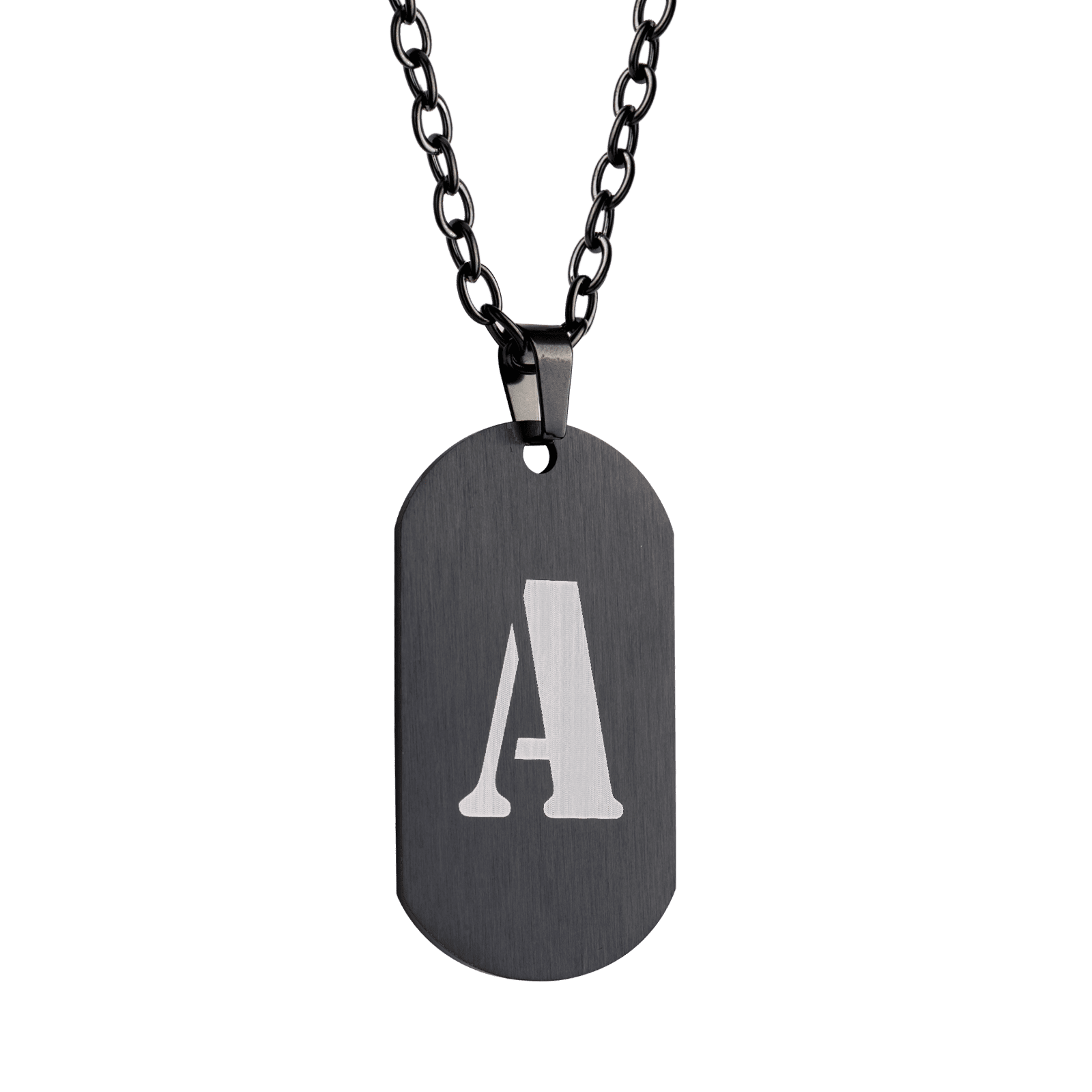 LUCKMAN Collar Hombre de Inicial Letra A , Cadena con Dije, Acero Inoxidable Color Negro y Plata - Modelo Dylan