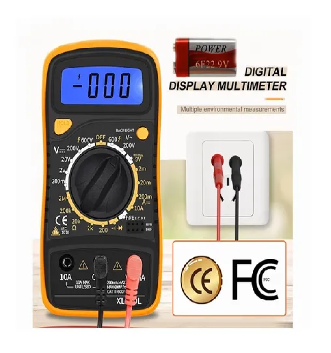 Multimetro Digital Lcd Voltimetro Amperimetro Ac/dc