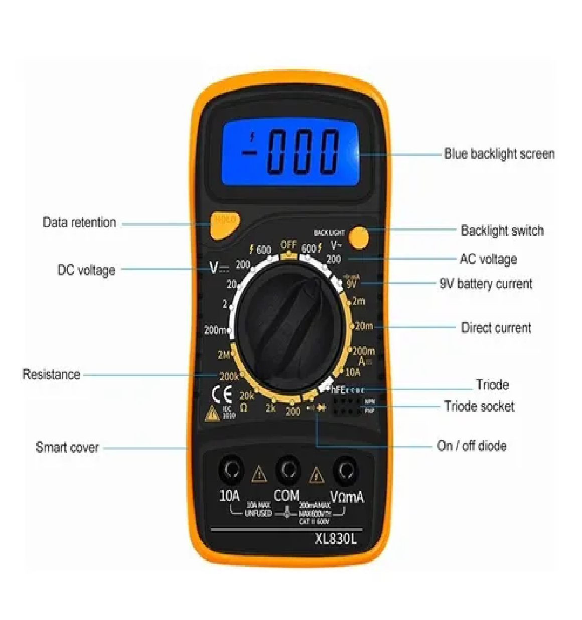 Multimetro Digital Lcd Voltimetro Amperimetro Ac/dc